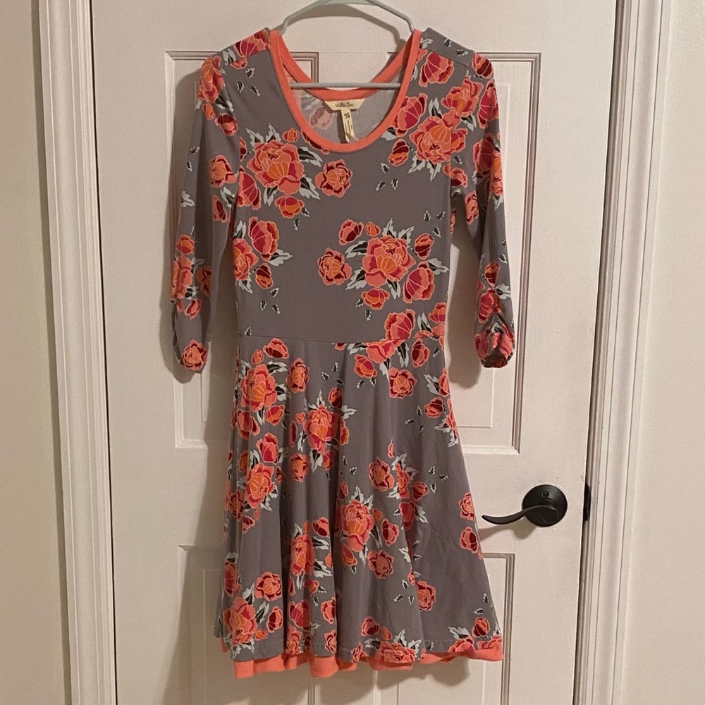 Matilda Jane Grey & Peach Floral Skater Dress XS
